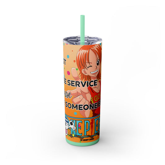One Piece - Fast and Free Service Skinny Tumbler with Straw, 20oz