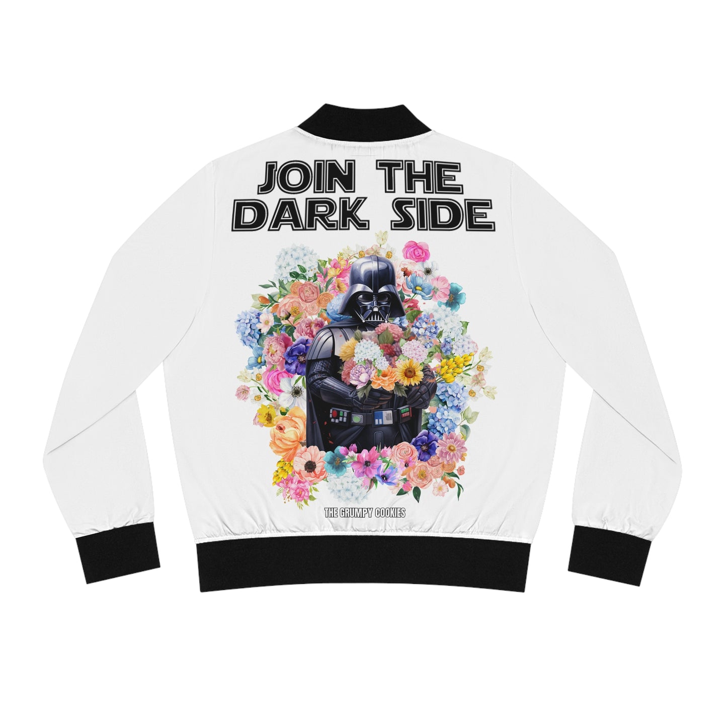 Dark Side Women's White Bomber Jacket (AOP)