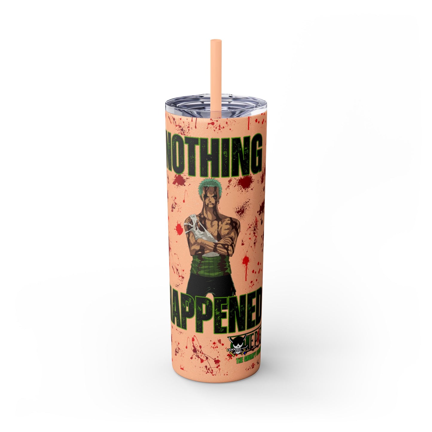 One Piece - Zoro Nothing Happened Skinny Tumbler with Straw, 20oz