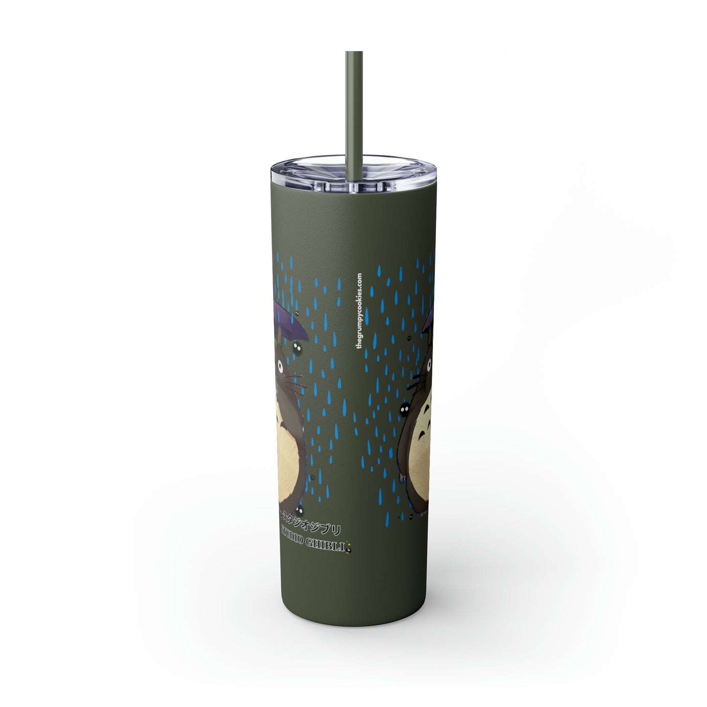 Totoro in the Rain Skinny Tumbler with Straw, 20oz