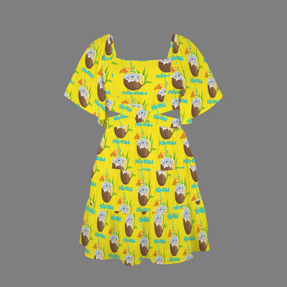 TGC - Pina-Koala Women's Square Neck Crossover Waist Cutout Casual Dresses