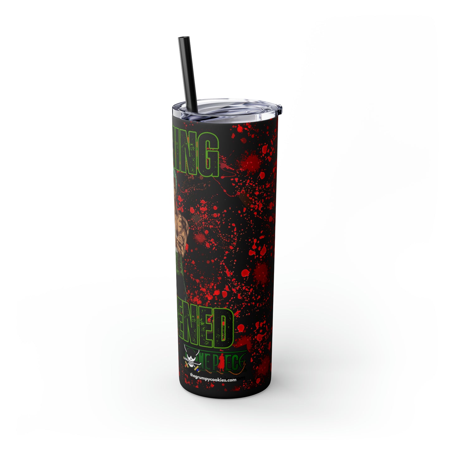 Zoro Nothing Happened Skinny Tumbler with Straw, 20oz