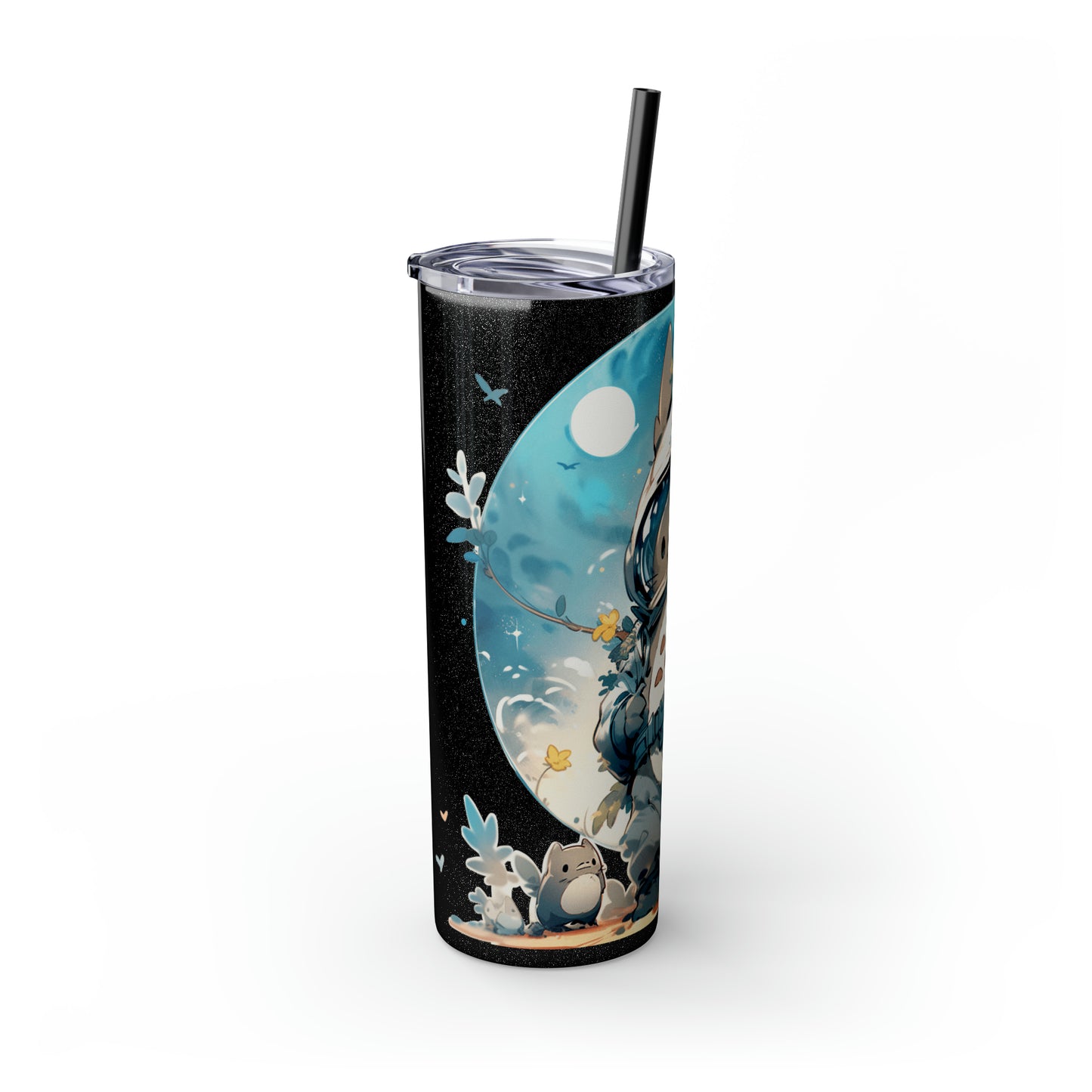 Totoro In Space Skinny Tumbler with Straw, 20oz