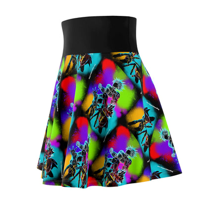 Dragon Ball Z Technicolor Women's Skater Black Skirt (AOP)