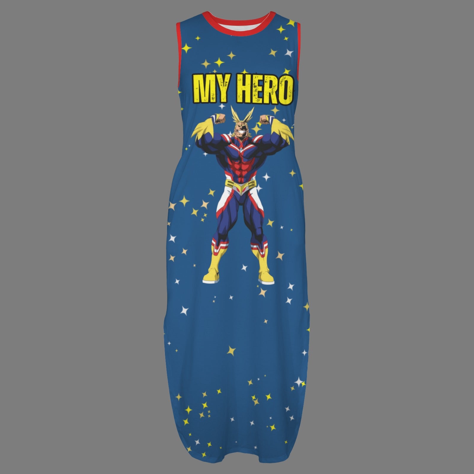 My Hero Academia - My Hero All Might Round Neck Sundress Pocket Maxi Dress