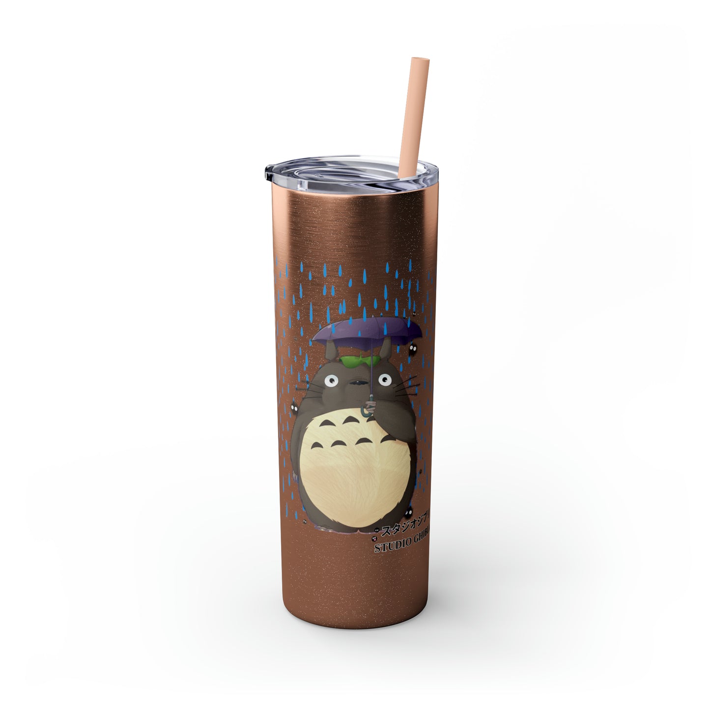 Totoro in the Rain Skinny Tumbler with Straw, 20oz