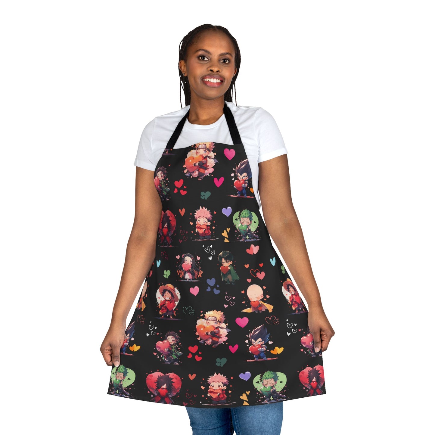 Chibi Anime Friends - Lotsa Love Black Graphic Kitchen Apron