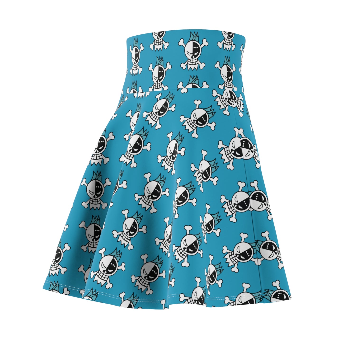 Franky's Jolly Roger Women's Skater Turquoise Skirt (AOP)