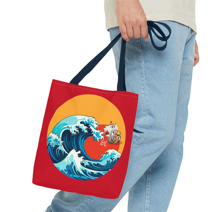 One Piece - Riding the Wave Dark Red Tote Bag