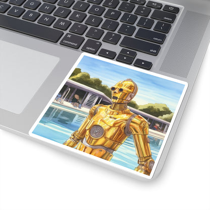 C3PO at the Pool Party Kiss-Cut Stickers