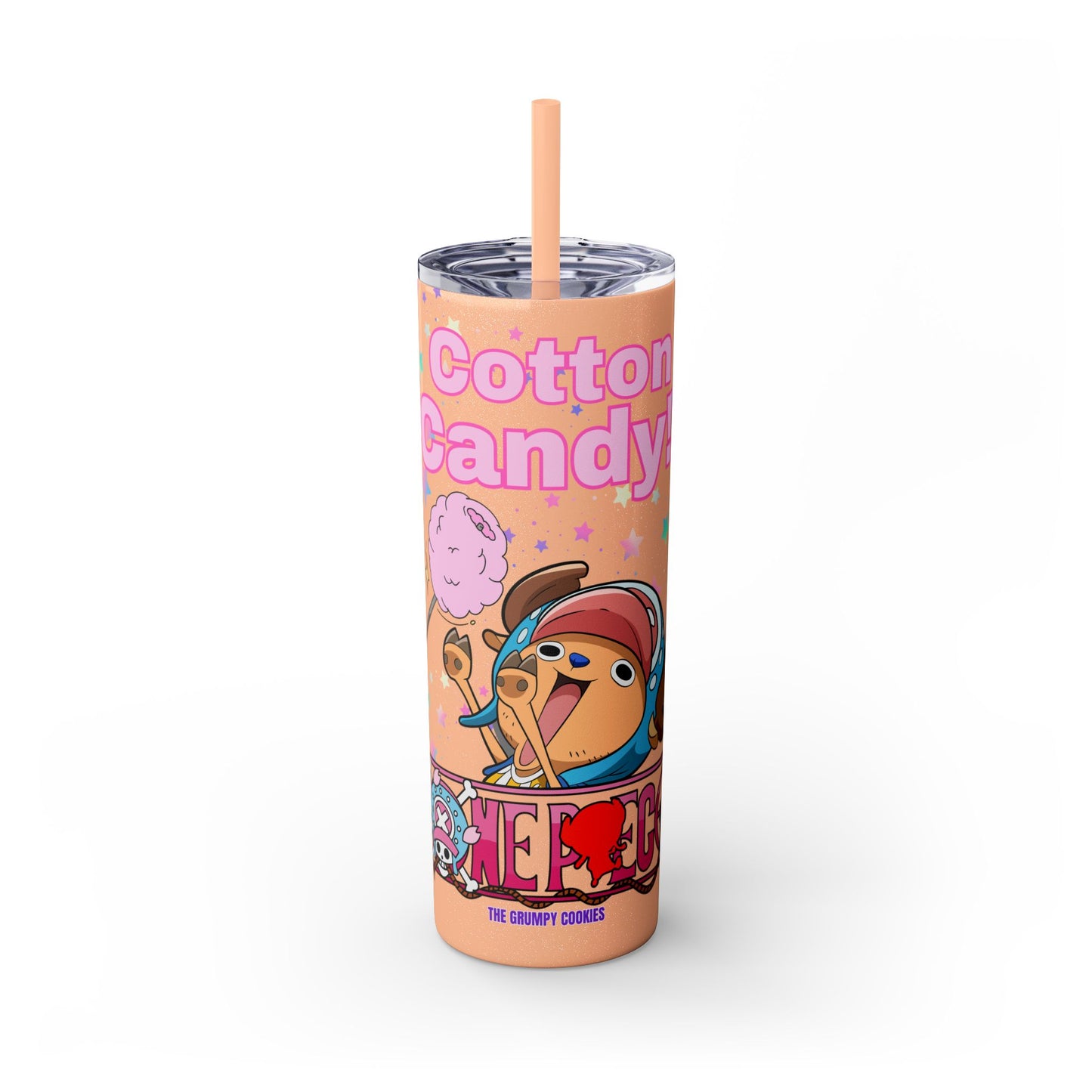 One Piece - Chopper Loves Cotton Candy Skinny Tumbler with Straw, 20oz