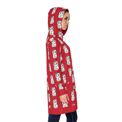 Tangled Reindeer Kitty Women's Hoodie Dress (AOP)