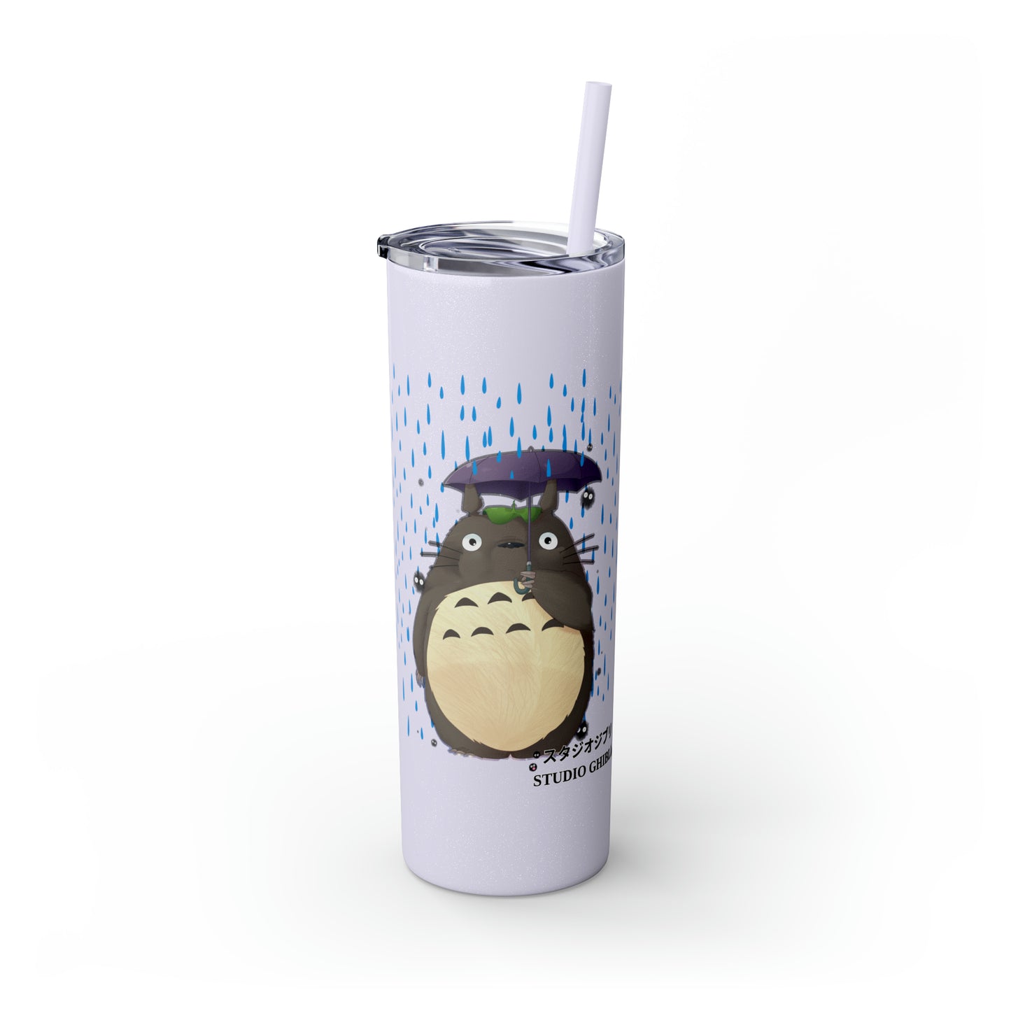 Totoro in the Rain Skinny Tumbler with Straw, 20oz