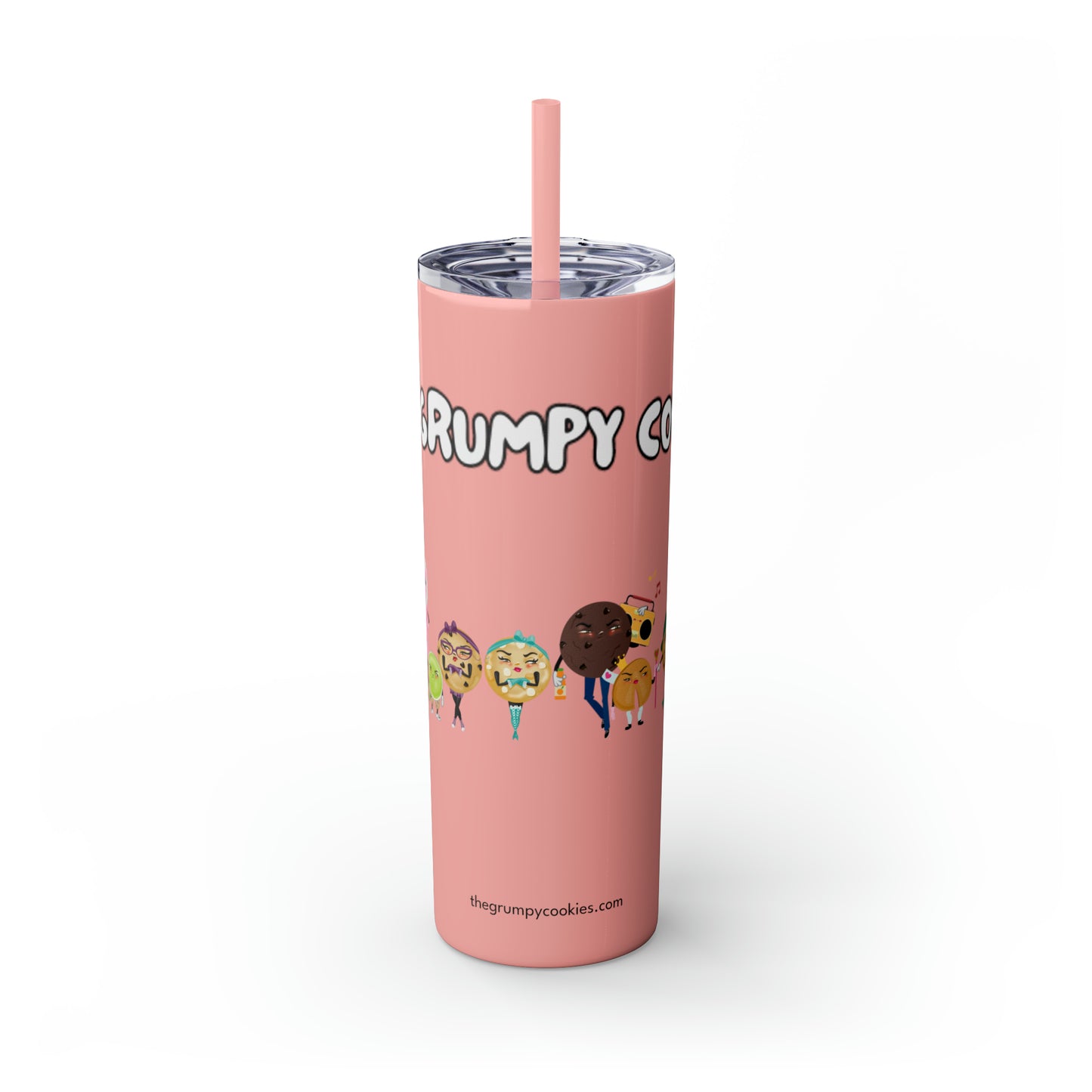 The Grumpy Cookies Crew Skinny Tumbler with Straw, 20oz