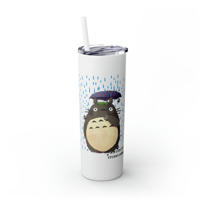 Totoro in the Rain Skinny Tumbler with Straw, 20oz