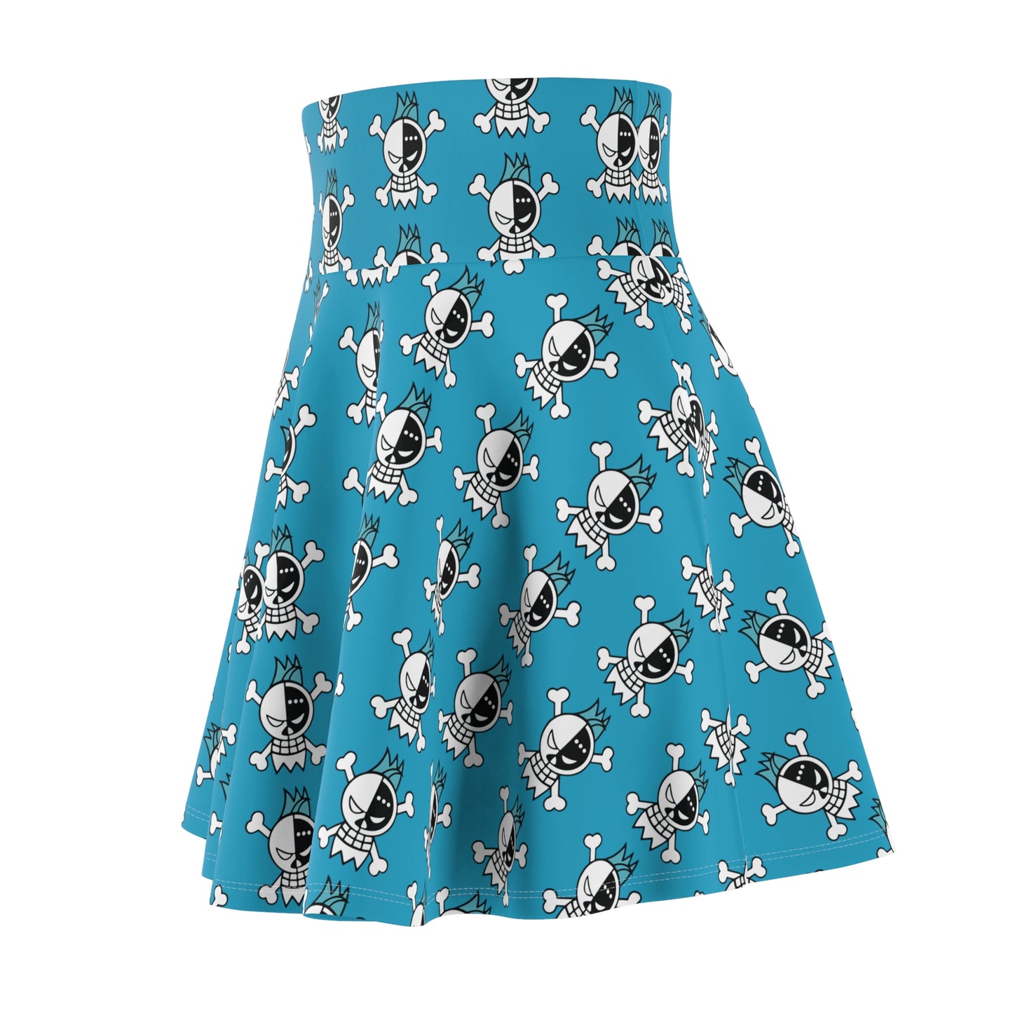 Franky's Jolly Roger Women's Skater Turquoise Skirt (AOP)