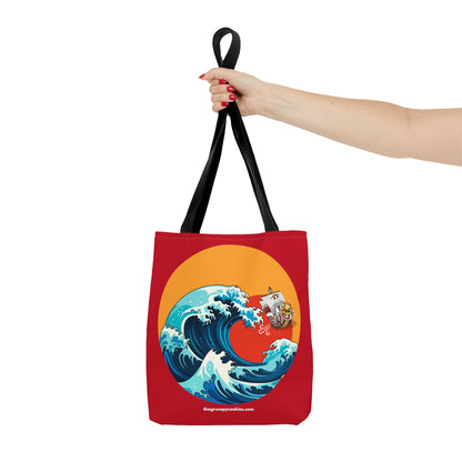 Red Riding the Wave Tote Bag