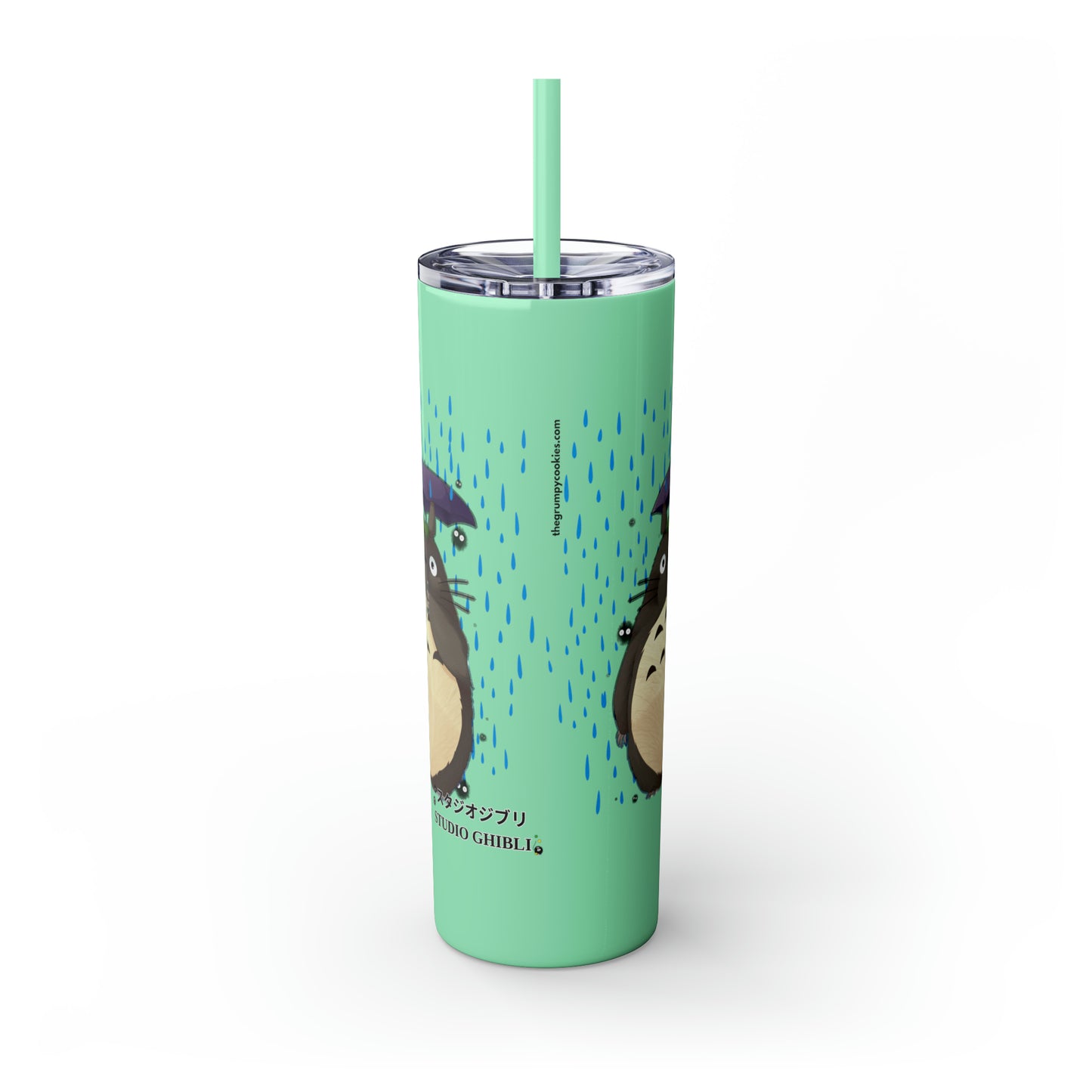 Totoro in the Rain Skinny Tumbler with Straw, 20oz