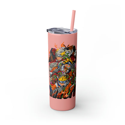 The Many Faces of Naruto Skinny Tumbler with Straw, 20oz