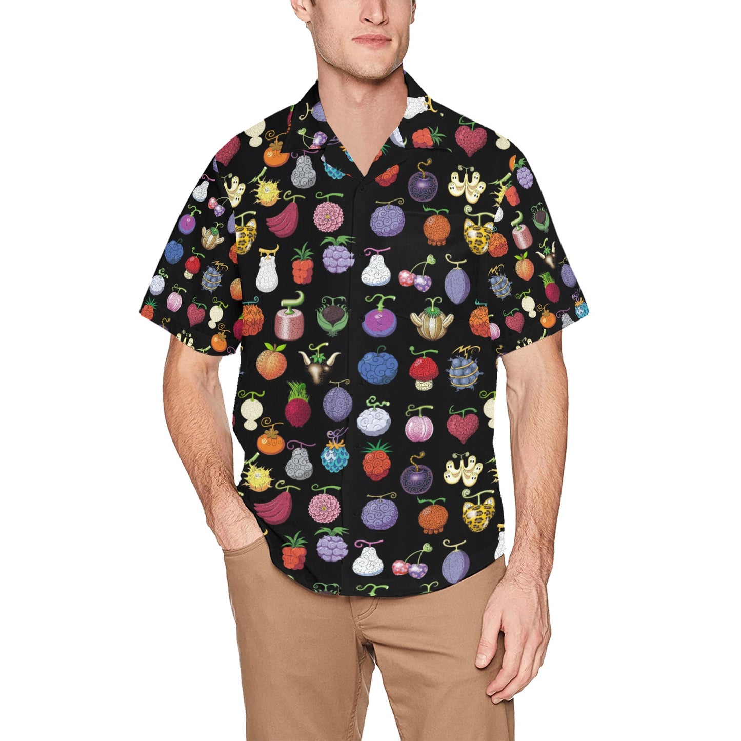 One Piece - Organic Devil Fruit Hawaiian Shirt with Chest Pocket