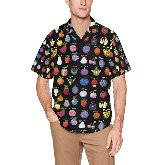 One Piece - Organic Devil Fruit Hawaiian Shirt with Chest Pocket