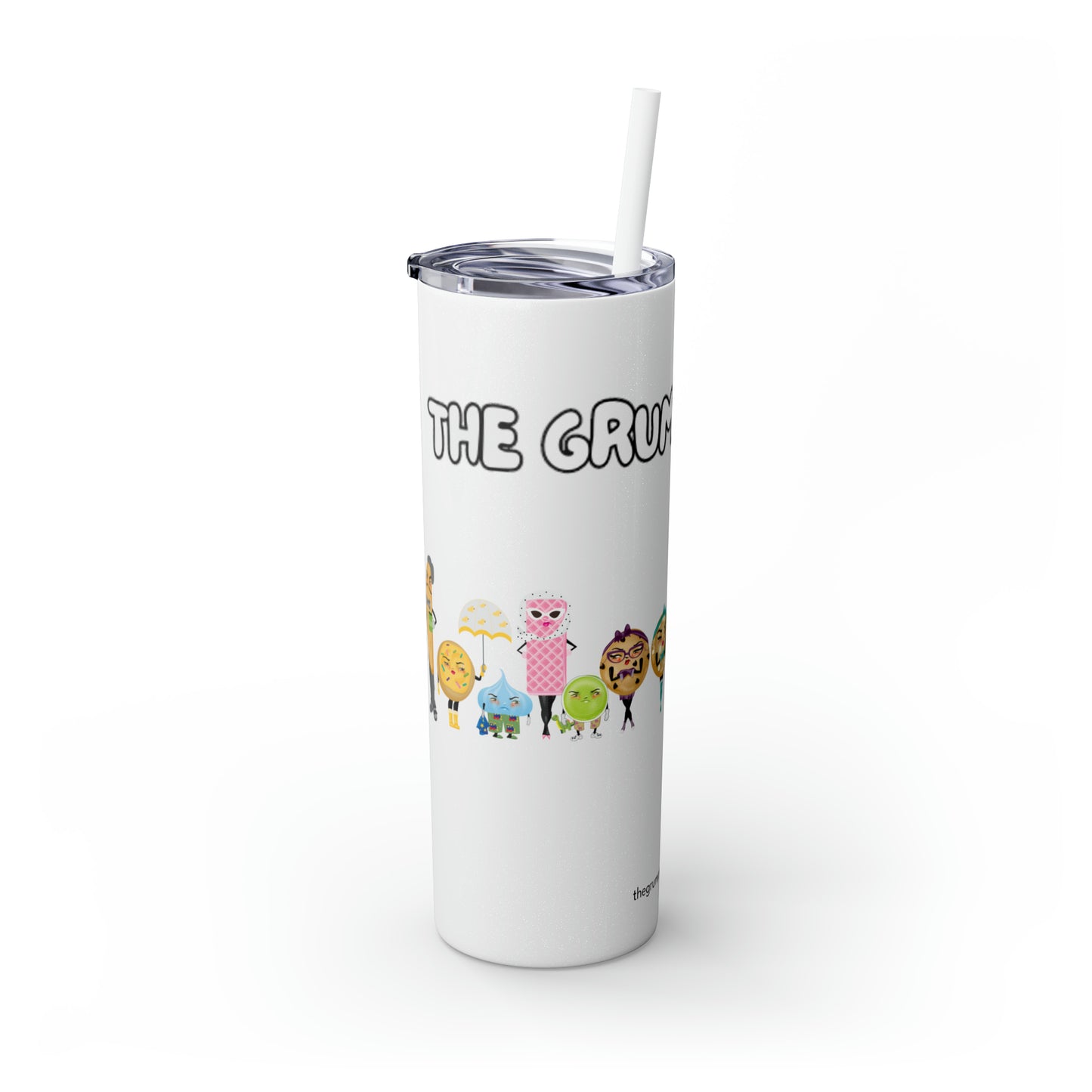 The Grumpy Cookies Crew Skinny Tumbler with Straw, 20oz