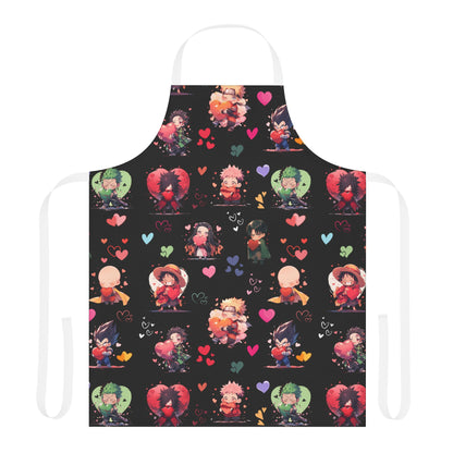 Chibi Anime Friends - Lotsa Love Black Graphic Kitchen Apron