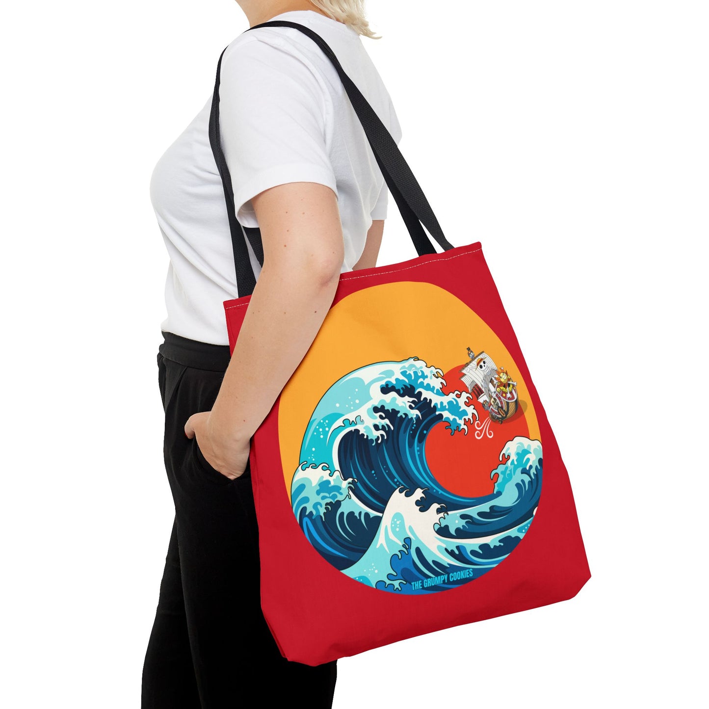 One Piece - Riding the Wave Dark Red Tote Bag