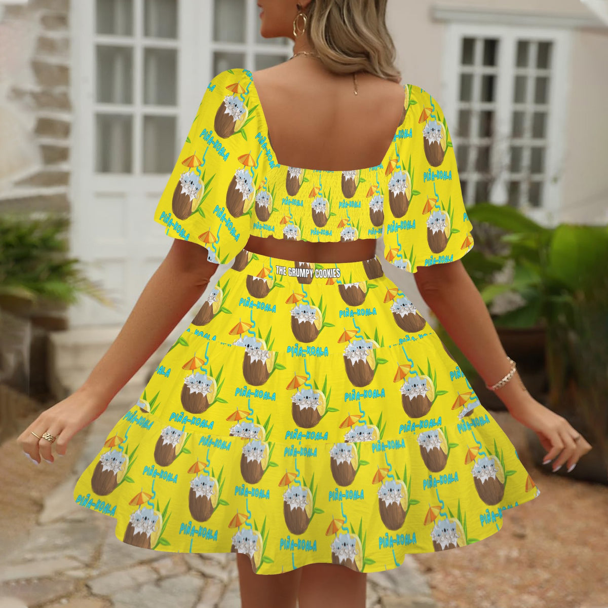 TGC - Pina-Koala Women's Square Neck Crossover Waist Cutout Casual Dresses