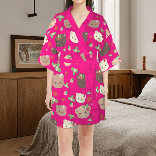 The Grumpy Cookies- Strawbeary Pals Gangs All Here Women's Strappy Pocket Pajama Robe