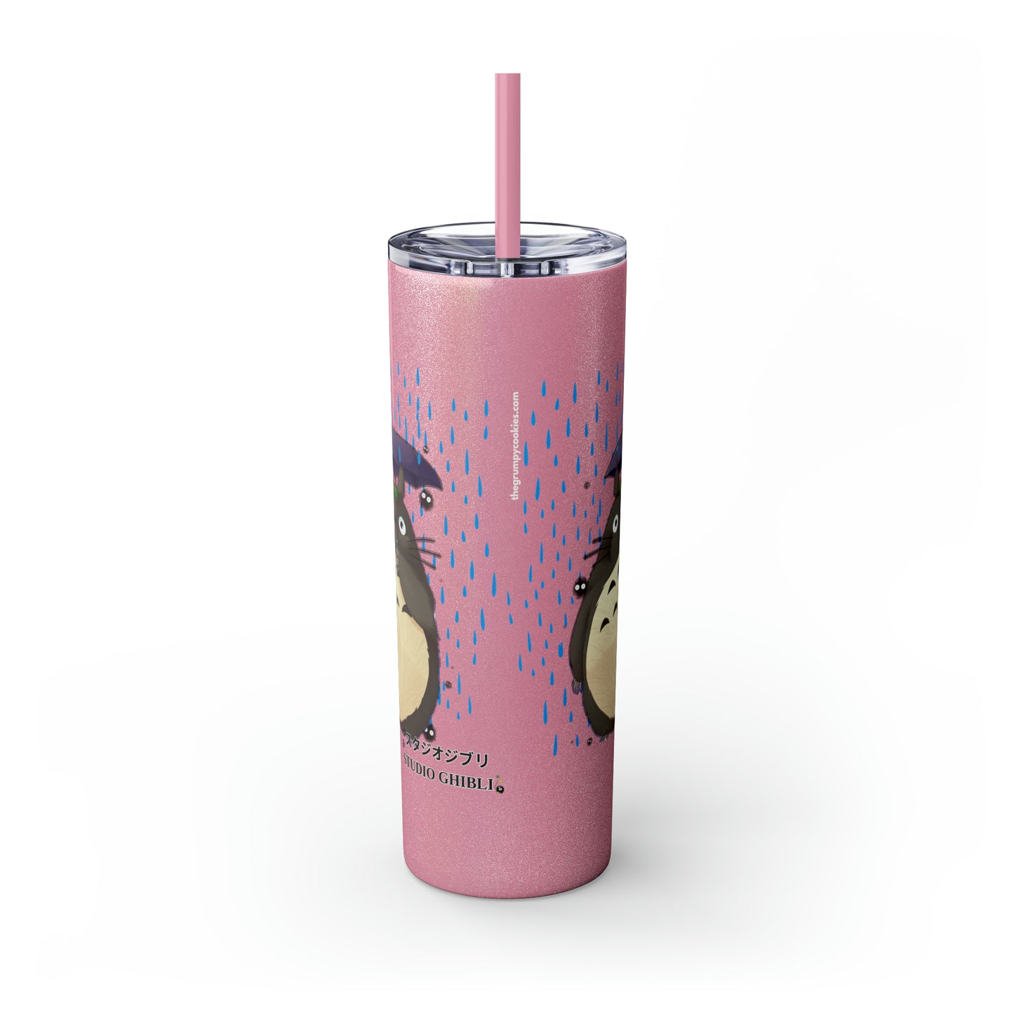 Totoro in the Rain Skinny Tumbler with Straw, 20oz