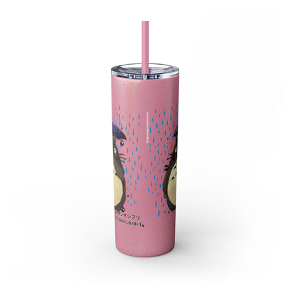 Totoro in the Rain Skinny Tumbler with Straw, 20oz