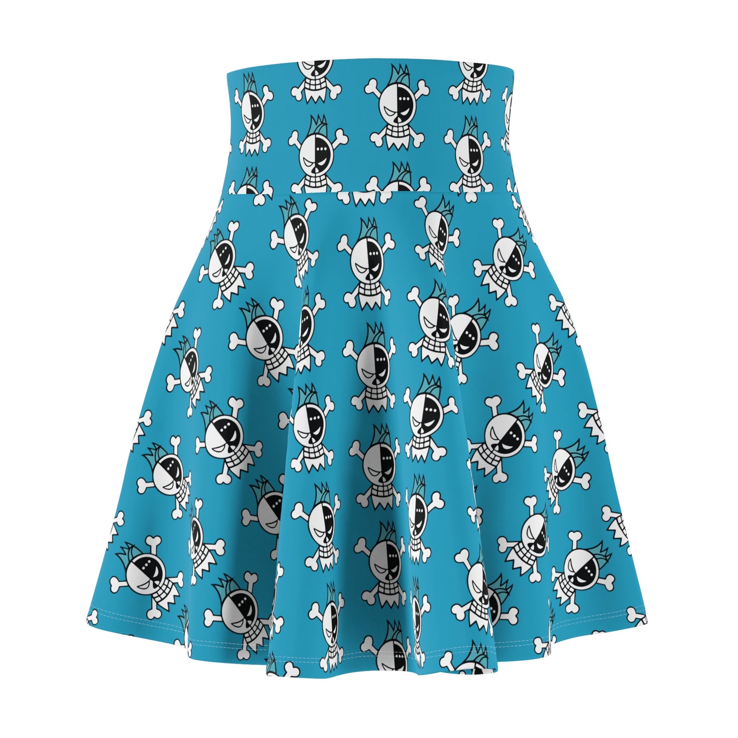 Franky's Jolly Roger Women's Skater Turquoise Skirt (AOP)