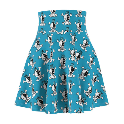 Franky's Jolly Roger Women's Skater Turquoise Skirt (AOP)