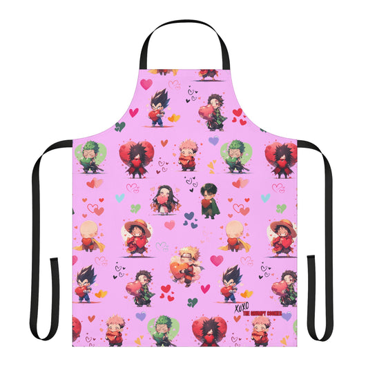 Chibi Anime Friends - Lotsa Love Pink Graphic Kitchen Apron