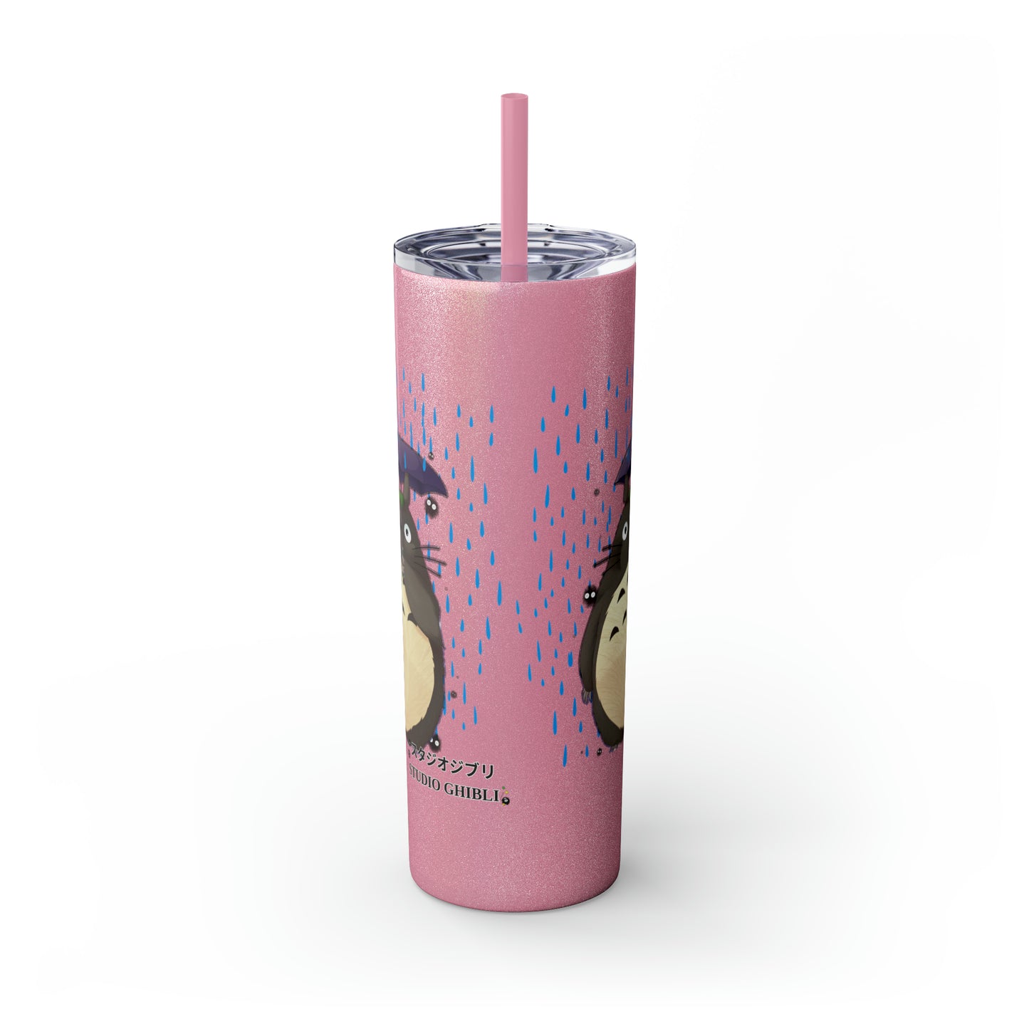 Totoro in the Rain Skinny Tumbler with Straw, 20oz