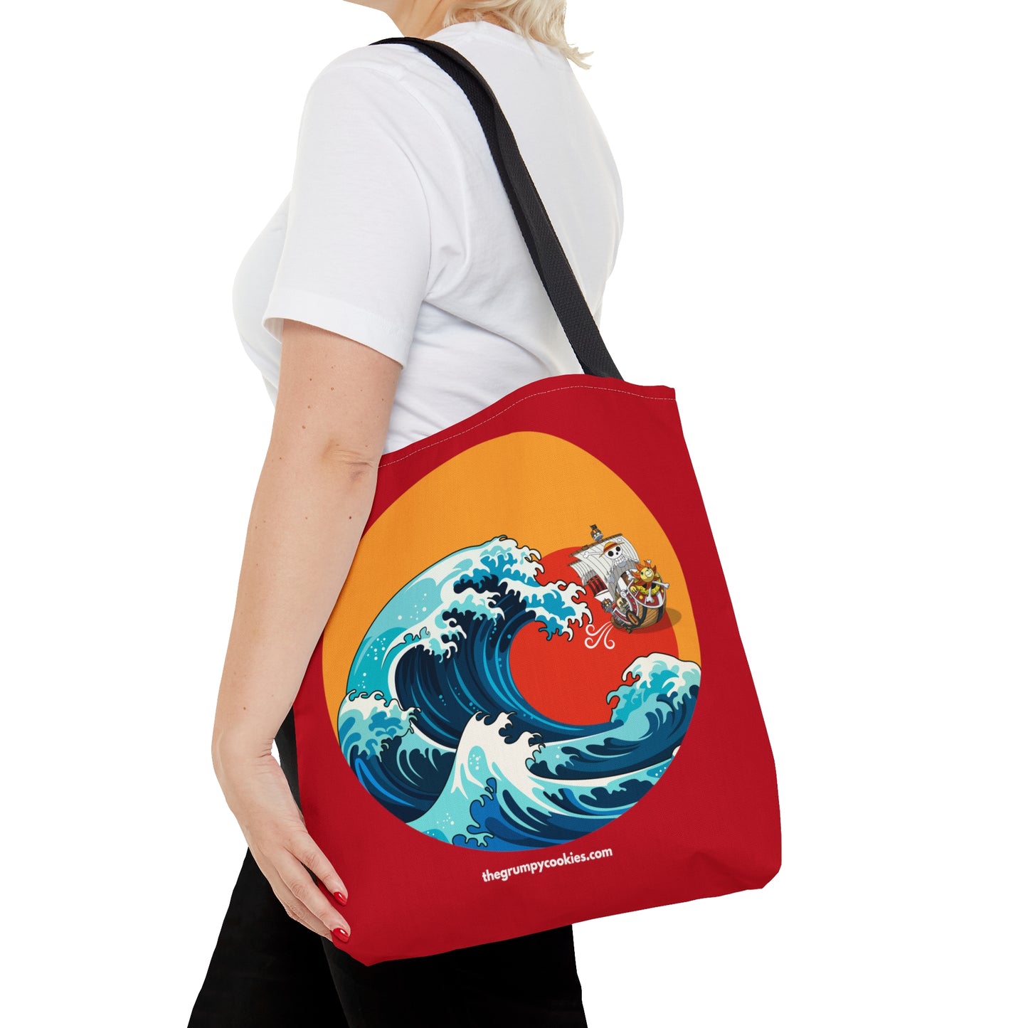 Red Riding the Wave Tote Bag