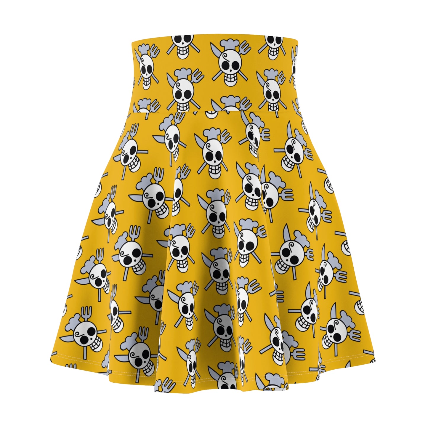 Sanji's Jolly Roger Women's Skater Yellow Skirt (AOP)