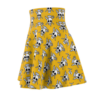 Sanji's Jolly Roger Women's Skater Yellow Skirt (AOP)