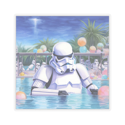 Storm Trooper at the Pool Party Kiss-Cut Stickers