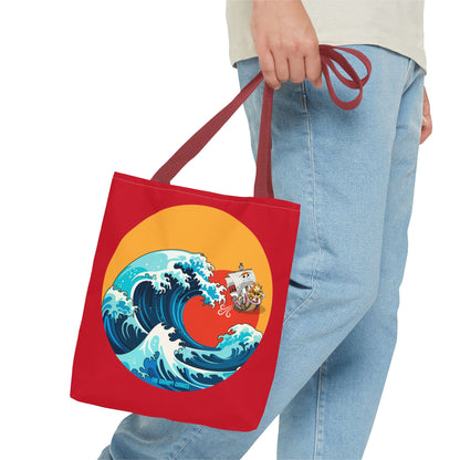 One Piece - Riding the Wave Dark Red Tote Bag