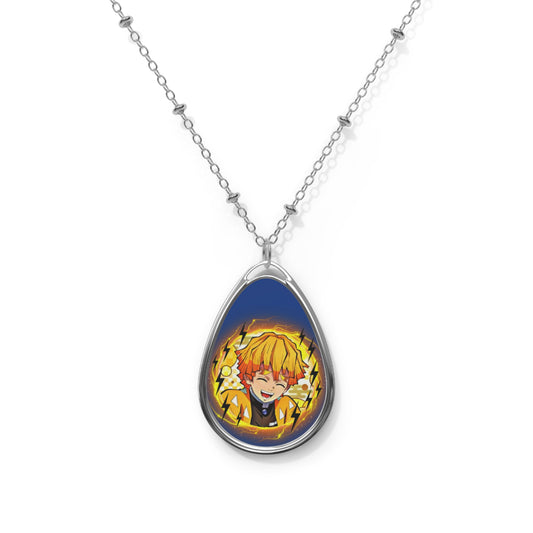 Demon Slayer - Zenitsu Smiles Badge Oval Necklace