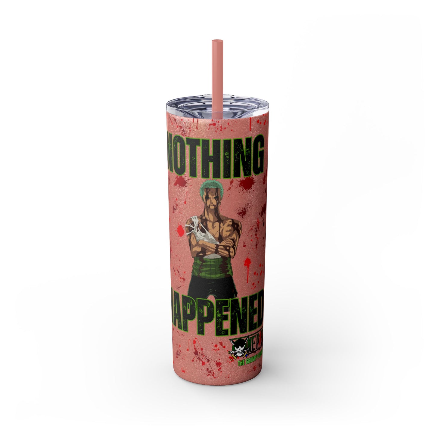 One Piece - Zoro Nothing Happened Skinny Tumbler with Straw, 20oz