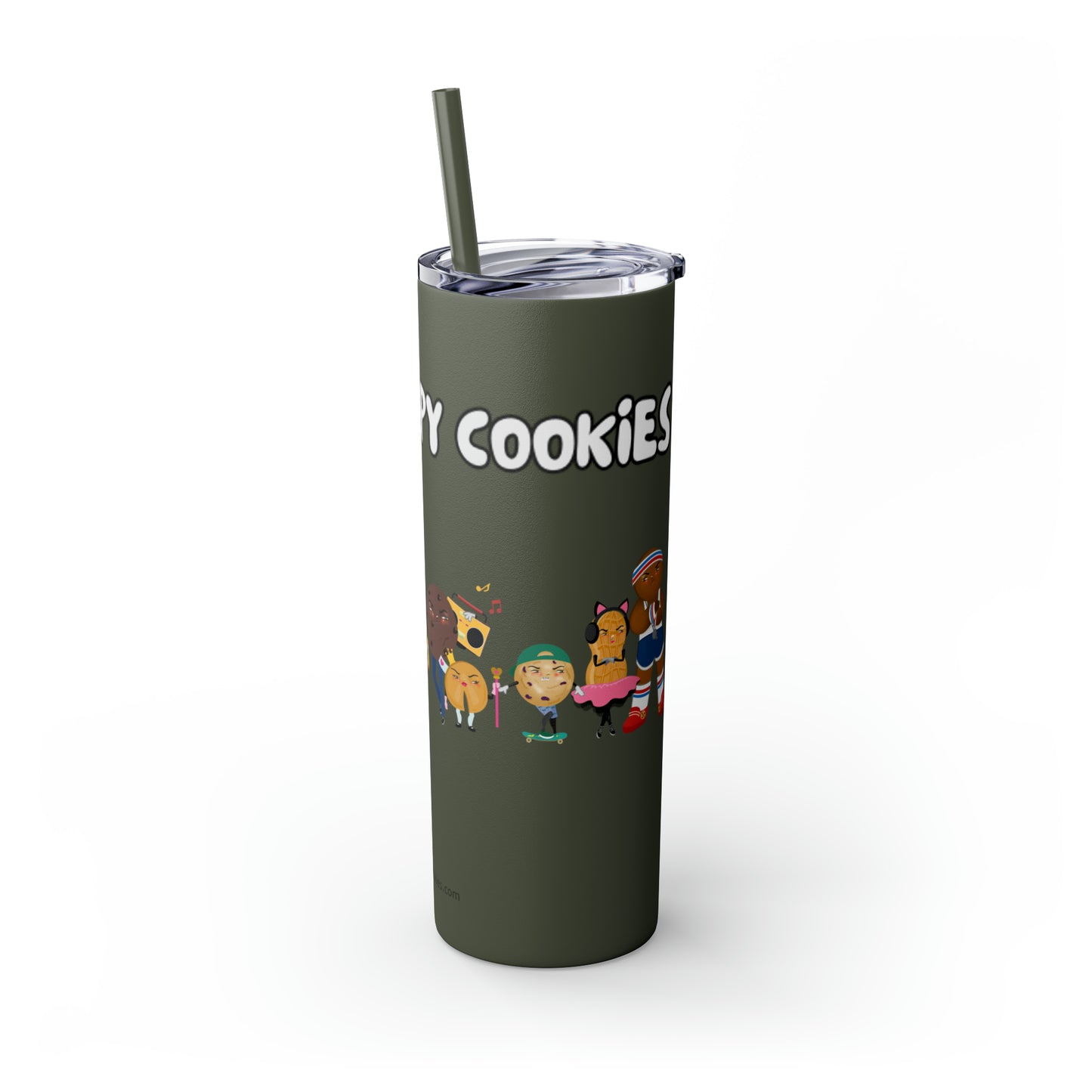 The Grumpy Cookies Crew Skinny Tumbler with Straw, 20oz