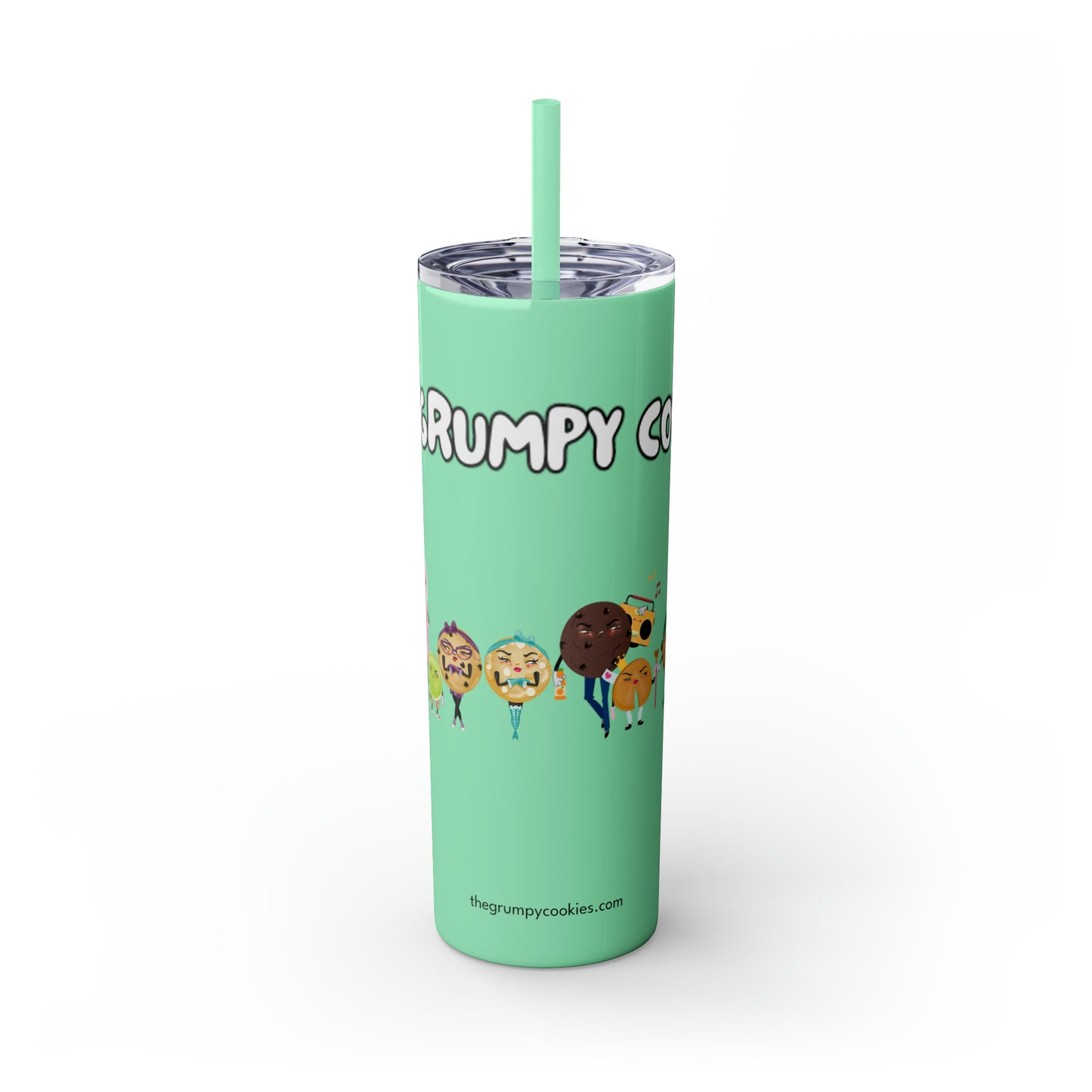 The Grumpy Cookies Crew Skinny Tumbler with Straw, 20oz