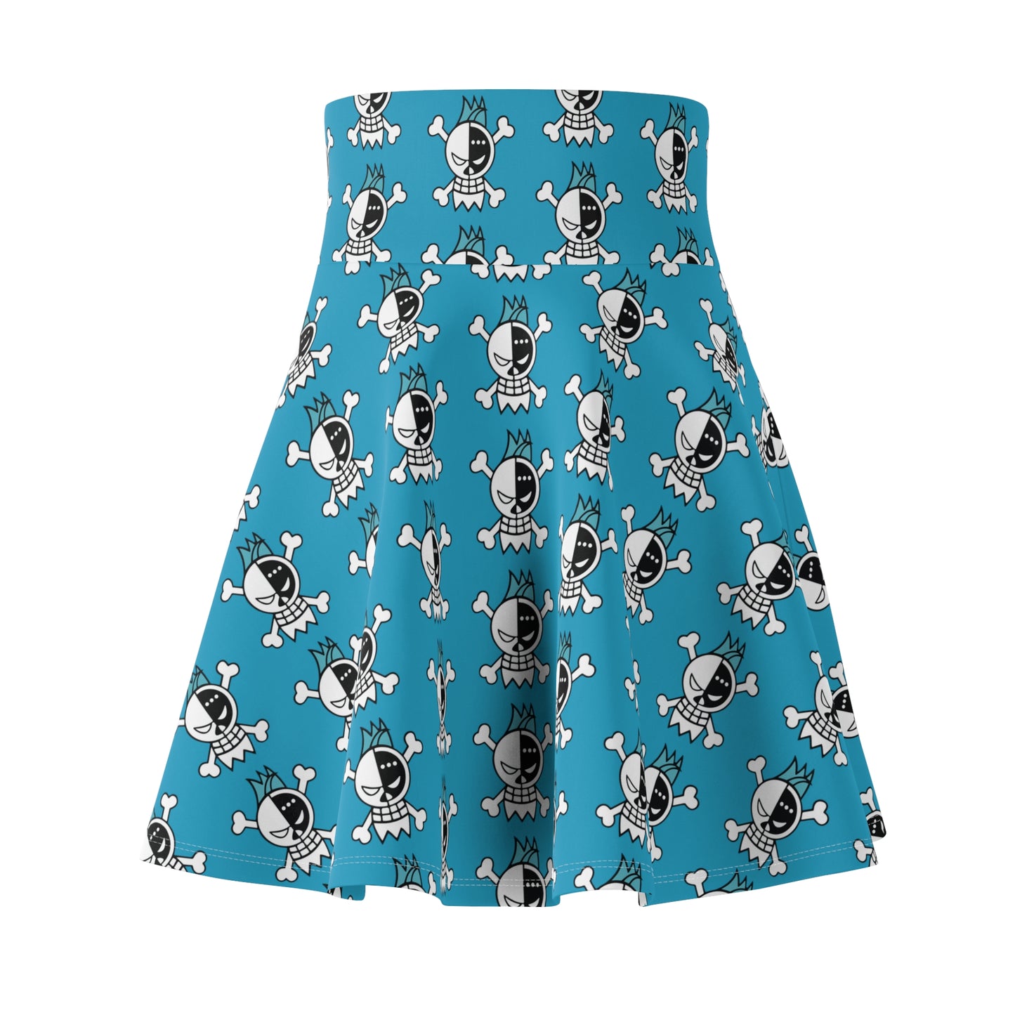 Franky's Jolly Roger Women's Skater Turquoise Skirt (AOP)