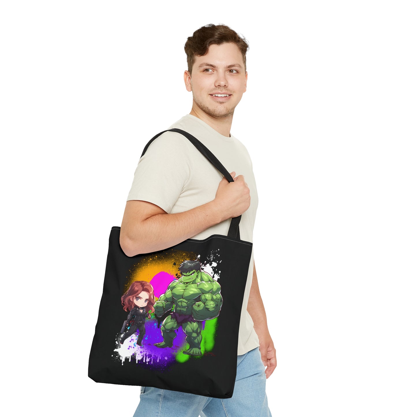 Hulk Loves Black Widow Black Tote Bag