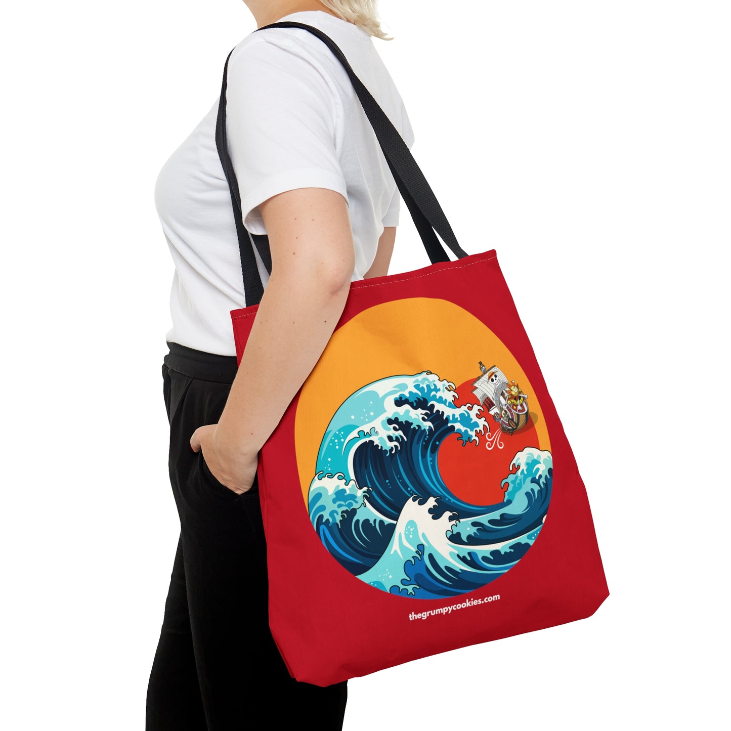 Red Riding the Wave Tote Bag