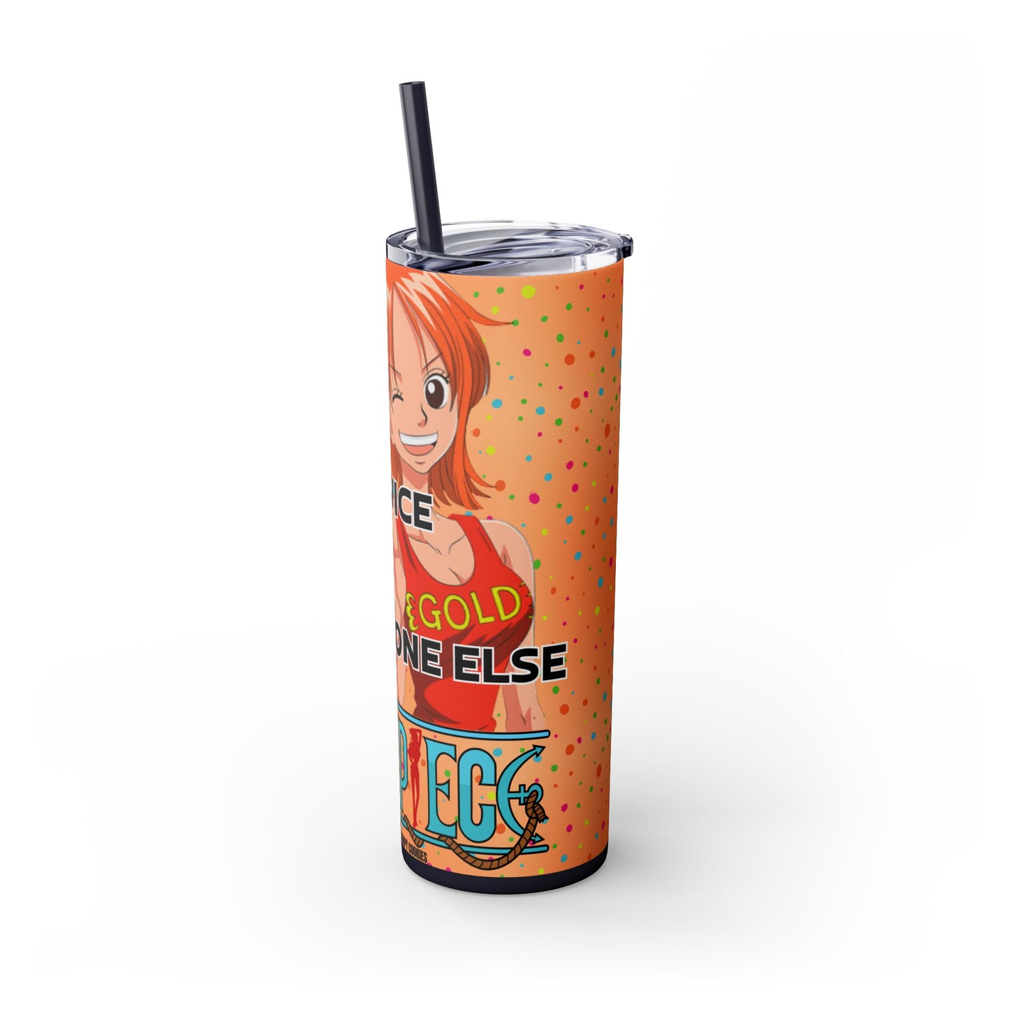 One Piece - Fast and Free Service Skinny Tumbler with Straw, 20oz