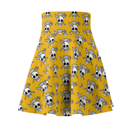 Sanji's Jolly Roger Women's Skater Yellow Skirt (AOP)